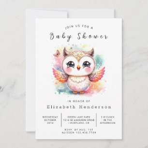 Modern Printable Owl Baby Shower Invitation