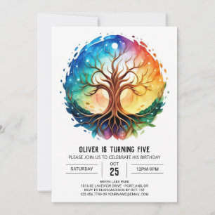 Modern Printable Tree of Life Birthday Invitation