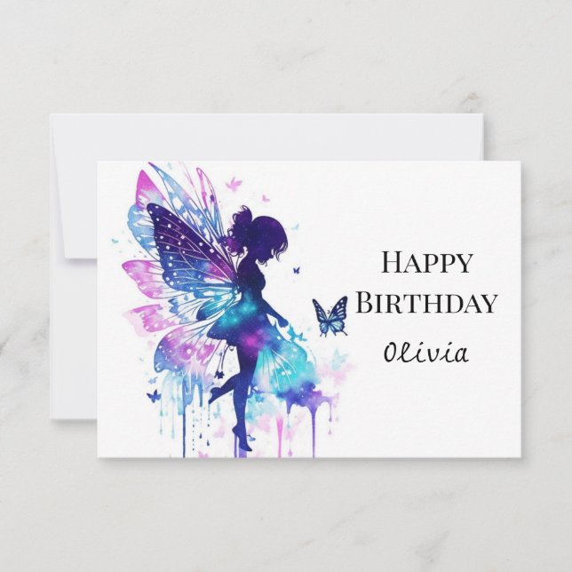 Modern Printable Whimsical Fairycore Birthday Card (Front)