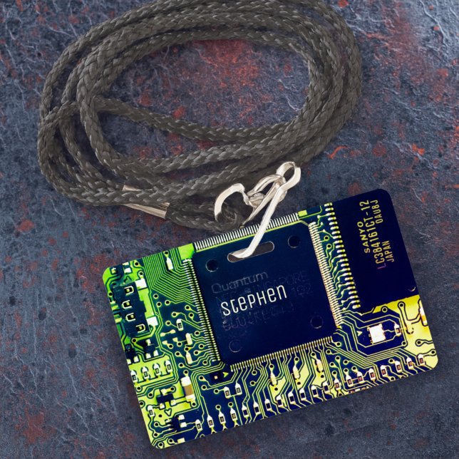 Modern Printed Circuit Board Design Add Name Geeky Badge (Creator Uploaded)