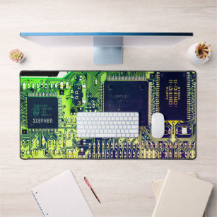 Modern Printed Circuit Board Design Add Name Geeky Desk Mat
