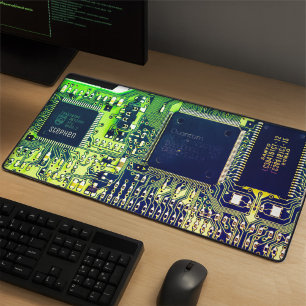 Modern Printed Circuit Board Design Add Name Geeky Desk Mat