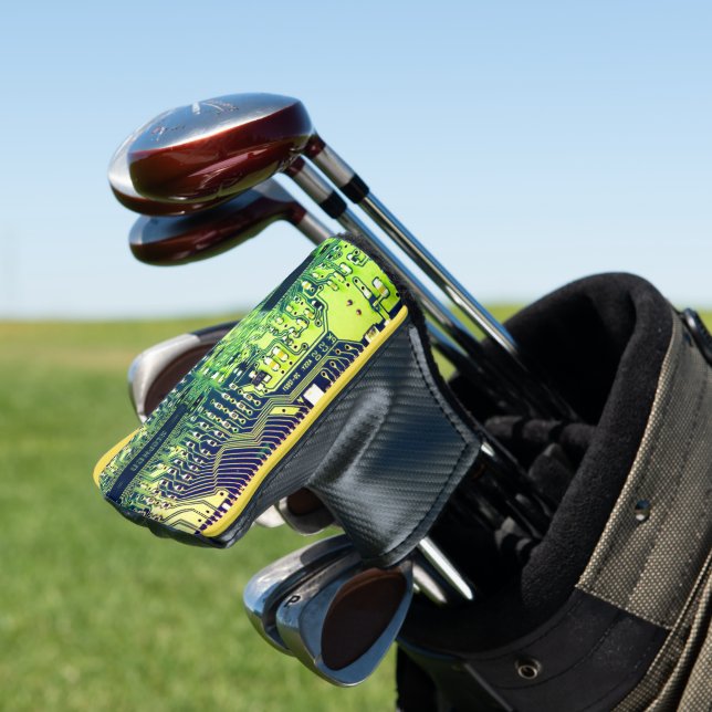 Modern Printed Circuit Board Design Add Name Geeky Golf Head Cover (In Situ)