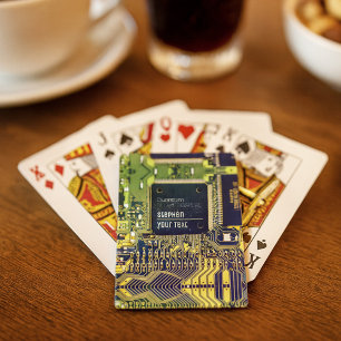 Modern Printed Circuit Board Design Add Name Geeky Playing Cards