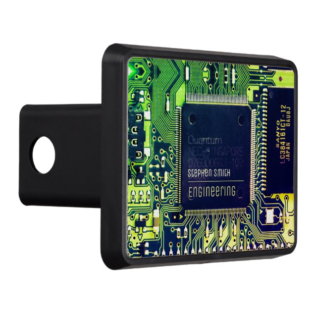 Modern Printed Circuit Board Design Add Name Geeky Trailer Hitch Cover (Right)