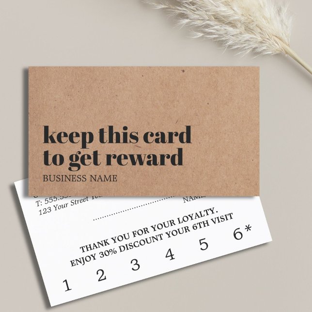 Modern Printed Kraft Black White Beauty Bold Salon Loyalty Card (Creator Uploaded)