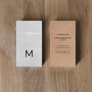Modern Printed Kraft Texture Grey Bold Monogram Business Card