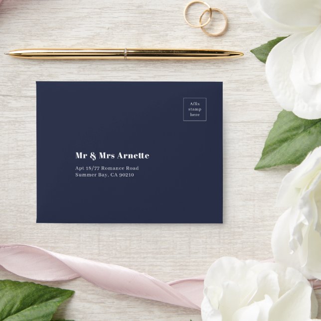 Modern Printed Self Addressed RSVP Envelope (Wedding)