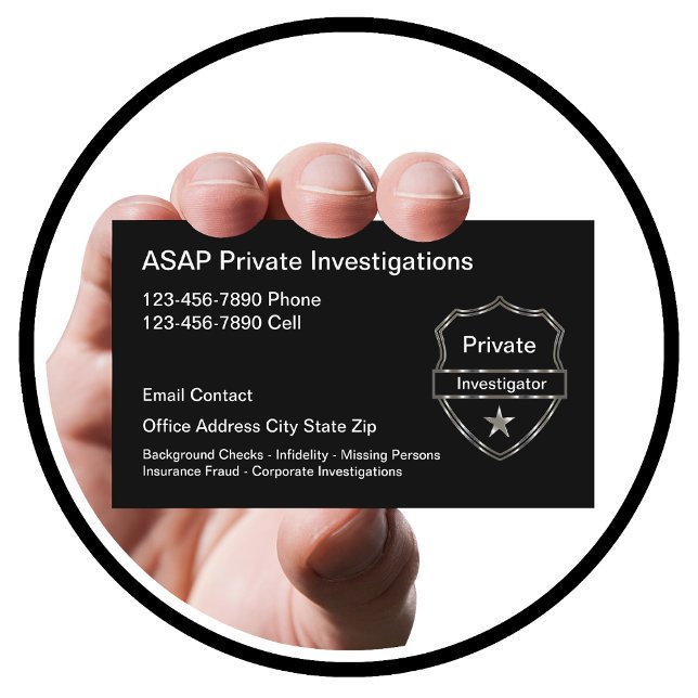 Modern Private Investigator Badge Theme Business Card (Creator Uploaded)