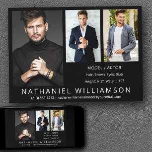 Modern Pro Model Actor 3 Photo Comp Card