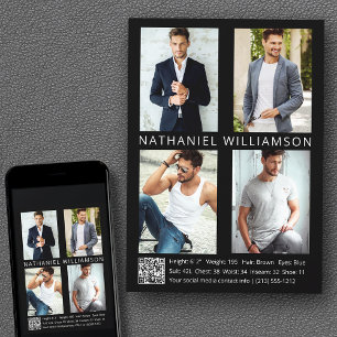 Modern Pro Model Actor 4 Photo QR Code Comp Card