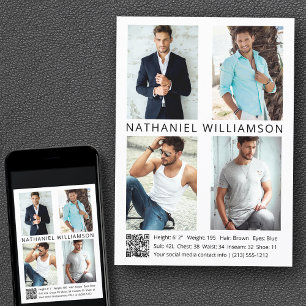Modern Pro Model Actor 4 Photos QR Code Comp Card