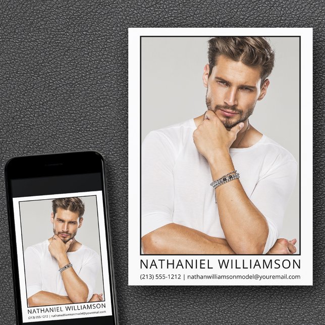 Modern Pro Model Actor Photo Card (Customize to change background color, text size, style or to add more photos to back of card.)