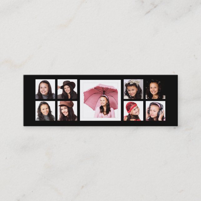 Modern Pro Portrait Photographer Mini Business Card (Front)