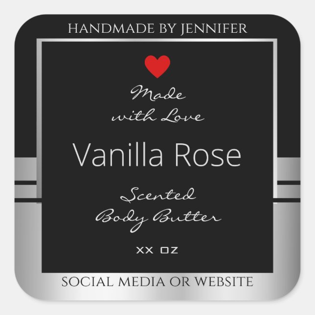 Modern Product Packaging Labels Black and Silver (Front)