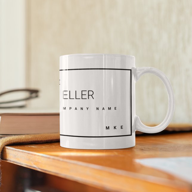 Modern profession business name white coffee mug (good coffee for a good day)