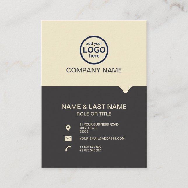 Modern Professional 2 colours add your logo Business Card (Front)