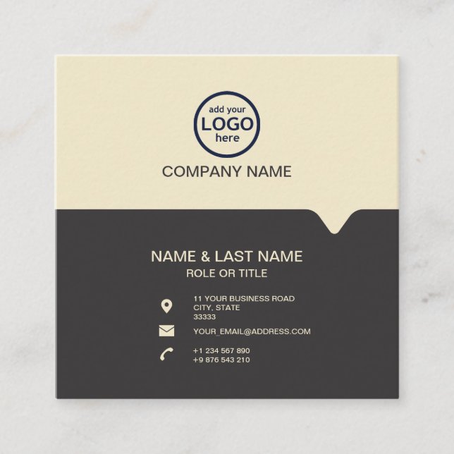 Modern Professional 2 colours add your logo Square Business Card (Front)