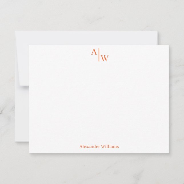 Modern Professional 2 Monogram Basic Burnt Orange Card (Front)