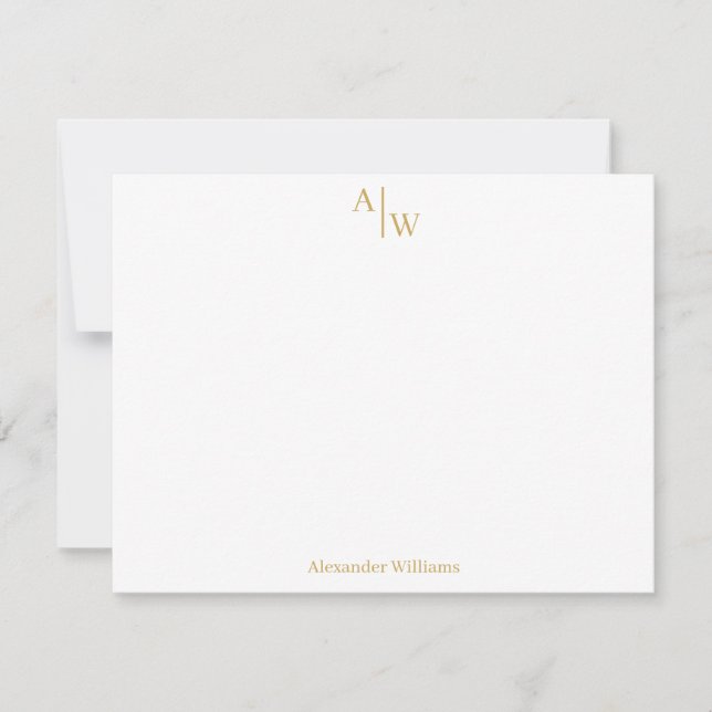 Modern Professional 2 Monogram Basic Faux Gold Card (Front)