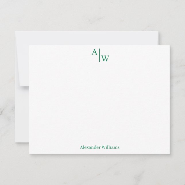 Modern Professional 2 Monogram Girly Forest Green Card (Front)