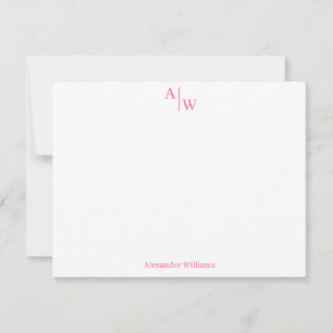 Modern Professional 2 Monogram Girly Hot Pink Card