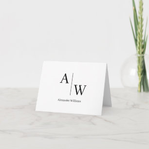 Modern Professional 2 Monogram Initial Basic Black Note Card