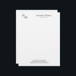 Modern Professional 2 Monogram Minimalist Black<br><div class="desc">Modern Professional 2 Monogram Minimalist Black Letterhead</div>