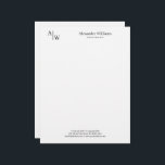 Modern Professional 2 Monogram Minimalist Black Letterhead<br><div class="desc">Modern Professional 2 Monogram Minimalist Black Letterhead</div>