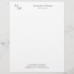 Modern Professional 2 Monogram Minimalist Grey Letterhead<br><div class="desc">Modern Professional 2 Monogram Minimalist Silver Slate Grey Letterhead</div>