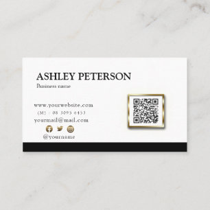 Modern Professional Balck White QR Code Business Card
