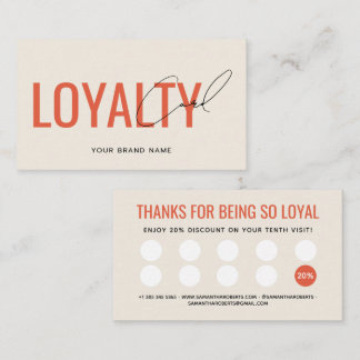 Modern professional beige orange customer loyalty card