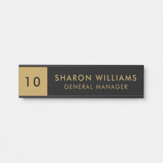 Modern Professional Black and Gold Employee Name Door Sign