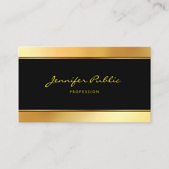 Modern Professional Black And Gold Simple Template Business Card (Front)
