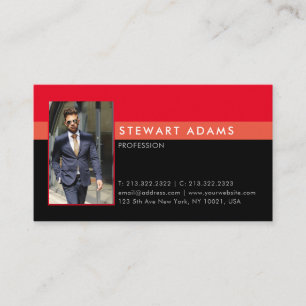 Modern professional black and red photo business card