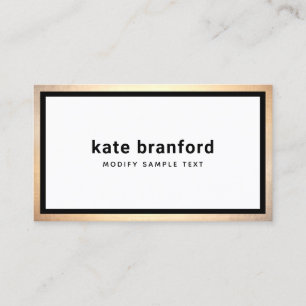 Modern  Professional Black Gold Border Business Ca Business Card