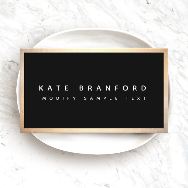 Modern  Professional Black Gold Border Business Ca Card (Creator Uploaded)