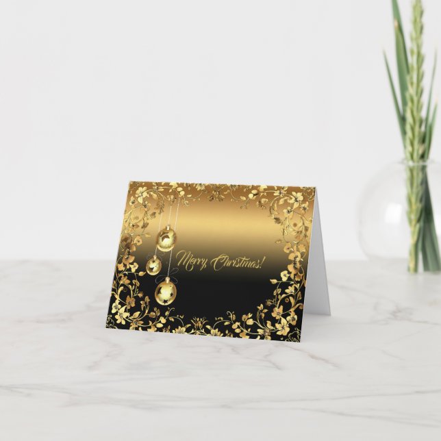 Modern Professional Black & Gold Christmas Card (Front)