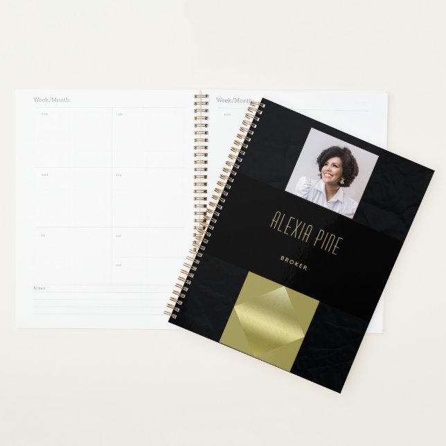 Modern Professional Black Gold Photo Business Planner (Display)