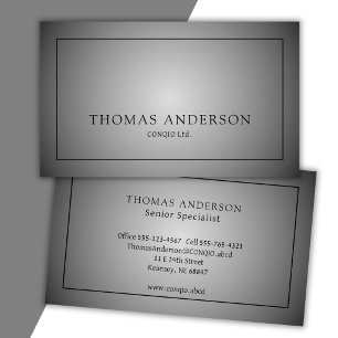 Modern Professional Black on Monochrome Gradient Business Card