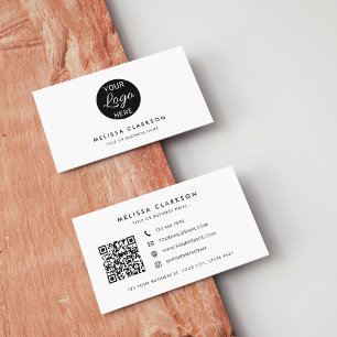 Modern Professional Black & White QR Code Logo Business Card