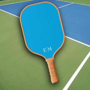Modern Professional Blue Monogrammed Initials Pickleball Paddle