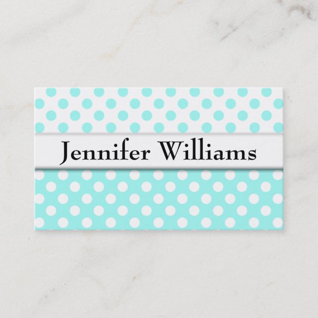 Modern Professional Blue Polka Dot Business Card (Front)