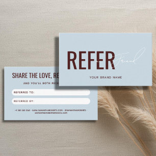 Modern professional blue red refer a friend referral card