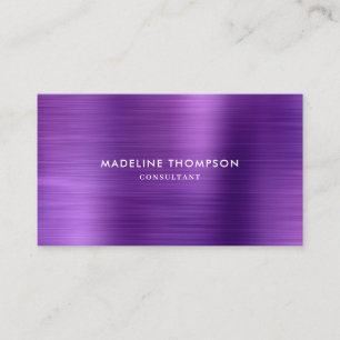 Modern Professional Brushed Metallic Purple Business Card
