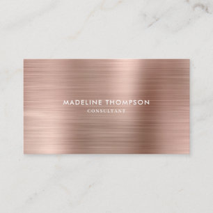 Modern Professional Brushed Metallic Rose Gold Business Card
