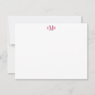 Modern Professional Burgundy 3 Monogram Initial Card