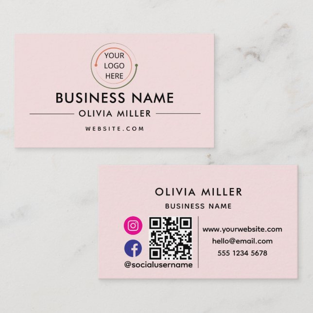 Modern Professional Business Card with QR Code (Front/Back)
