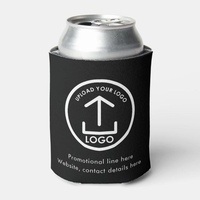 Modern Professional Business Logo Text Promo Black Can Cooler (Can Front)