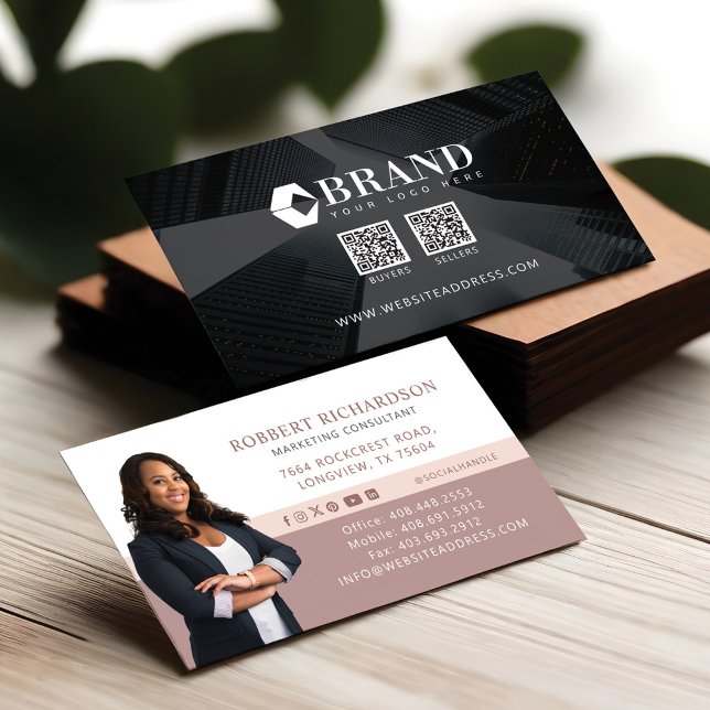 Modern Professional Business Photo Logo & QR Codes Card (Modern Professional Business Photo Logo & QR Codes Business Card)